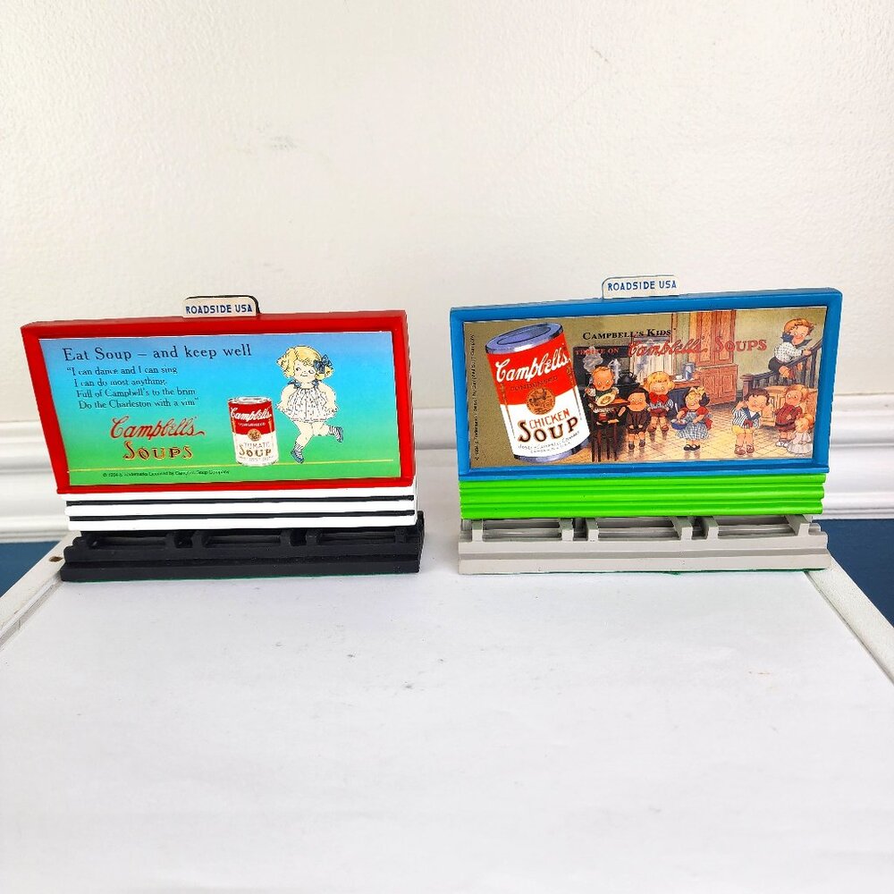 Lefton O Scale Billboards of Yesteryear Campbell's Soup Lot of Two Roadside USA